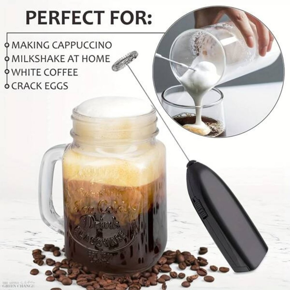 Mini Beater Black Handheld For Coffee Milk Tea Eggs Batteries Not Included New